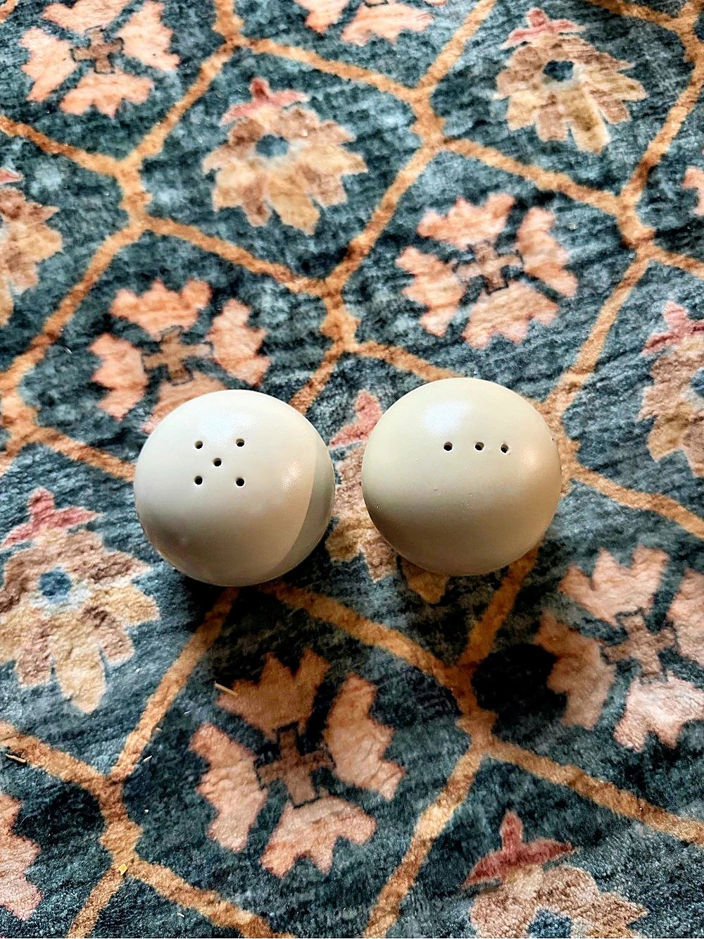 Vintage Cream Ceramic Salt and Pepper Shakers